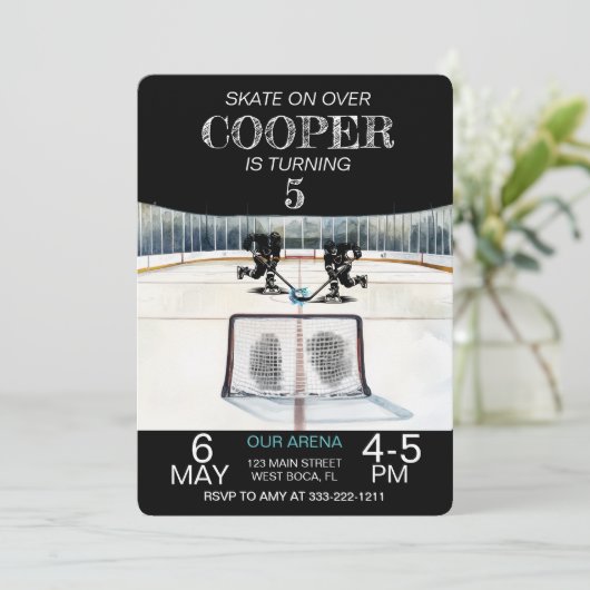 Invitation Thème de hockey Anniversaire (Debout devant)