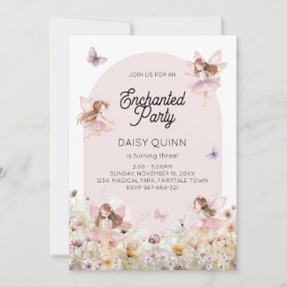 Invitation Thème de jardin de fées pour l'anniversaire d'une