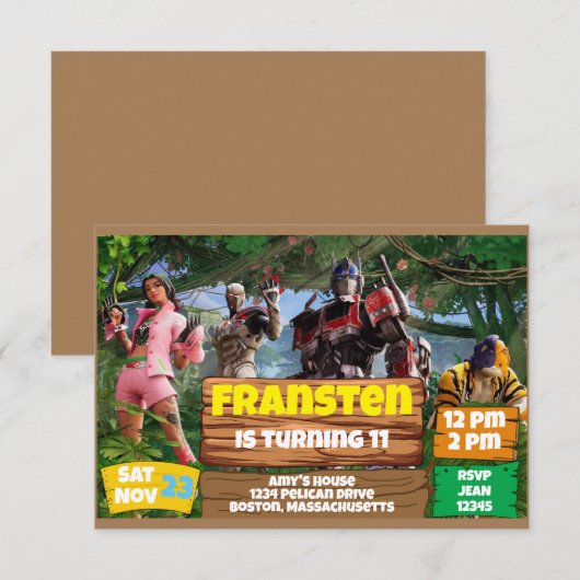 Invitation Thème de jeu (Devant / Derrière)