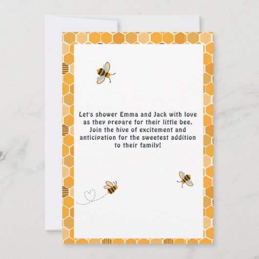 Invitation thème de la douche d'abeille (Dos)