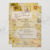 Invitation Thème de la Douche de voyage en crème et bronzage (Devant / Derrière)