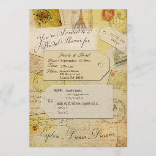 Invitation Thème de la Douche de Voyage nuptiale en cacao et