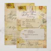 Invitation Thème de la Douche de Voyage nuptiale en cacao et (Devant / Derrière)