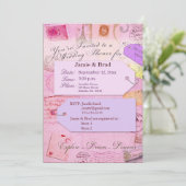 Invitation Thème de la douche de voyage nuptiale en rose et v (Debout devant)