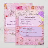 Invitation Thème de la douche de voyage nuptiale en rose et v (Devant / Derrière)