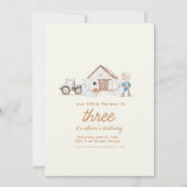 Invitation Thème de la ferme Anniversaire avec Animaux Invita (Devant)