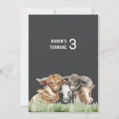 Invitation Thème de la ferme Suivez le troupeau 3ème annivers (Dos)