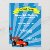 Invitation Thème de la fête d'anniversaire Go-Cart (Devant / Derrière)