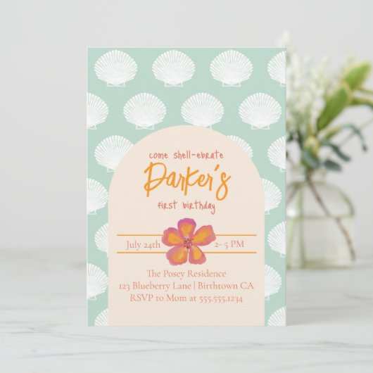 Invitation Thème de la fête de la plage côtière (Debout devant)