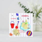 Invitation Thème de la fête de plage pour enfants (Debout devant)