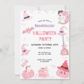 Invitation Thème de la fête d'Halloween rose mignon (Devant)
