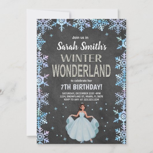 Invitation Thème de la fête du flocon de neige rustique (Devant)