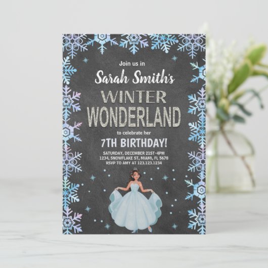 Invitation Thème de la fête du flocon de neige rustique (Debout devant)