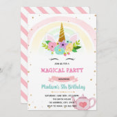 Invitation Thème de la fête du thé Unicorn (Devant / Derrière)