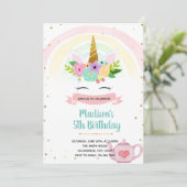 Invitation Thème de la fête du thé Unicorn (Debout devant)