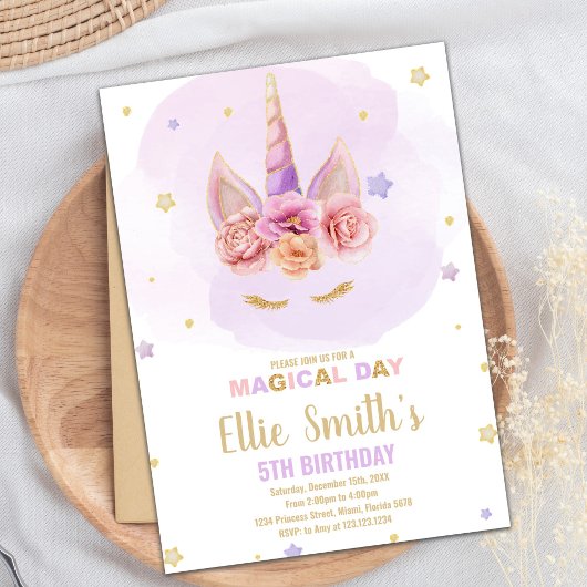 Invitation Thème de la Fête Magique Sparkle pour les filles