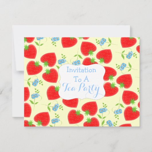 Invitation Thème de la Fraise et Thé de Crème (Devant)