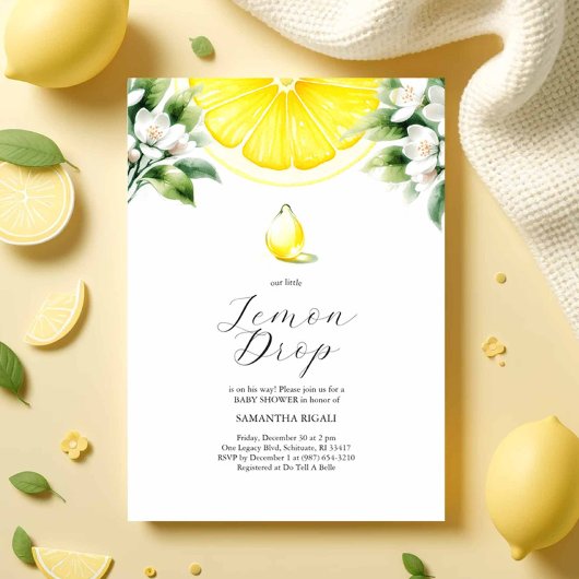 Invitation Thème de la goutte de citron bébé Douche Invitatio