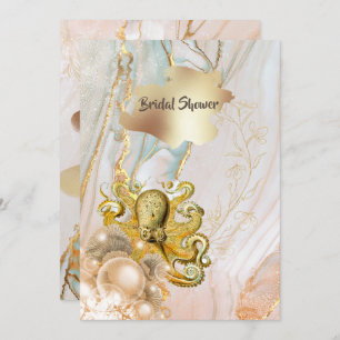 Invitation Thème de la plage de pieuvre tourbillon à l'encre 