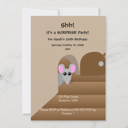 Invitation Thème de la Souris Adorable (Devant)