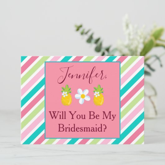 Invitation Thème de l'ananas Bridesmaid Proposition (Debout devant)