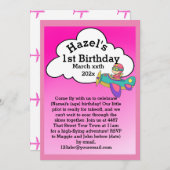 Invitation Thème de l'avion Anniversaire (Fille) (Devant / Derrière)