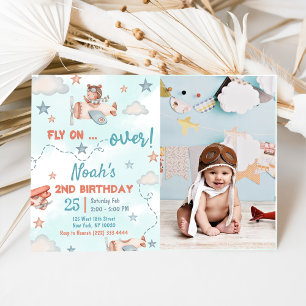 Invitation Thème de l'avion de Cute Boy 2ème anniversaire de 