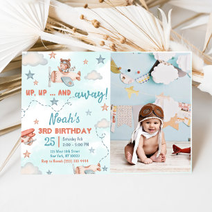 Invitation Thème de l'avion de Cute Boy 3ème anniversaire de 