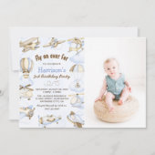 Invitation Thème de l'avion de Cute Boy 3ème anniversaire de  (Devant)