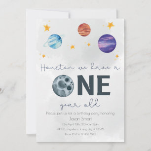 Invitation Thème de l'espace Première fête d'anniversaire