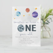 Invitation Thème de l'espace Première fête d'anniversaire (Debout devant)