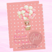 Invitation Thème de l'ours Peach Baby shower de ballon à air