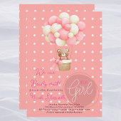 Invitation Thème de l'ours Peach Baby shower de ballon à air