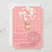 Invitation Thème de l'ours Peach Baby shower de ballon à air (Devant)