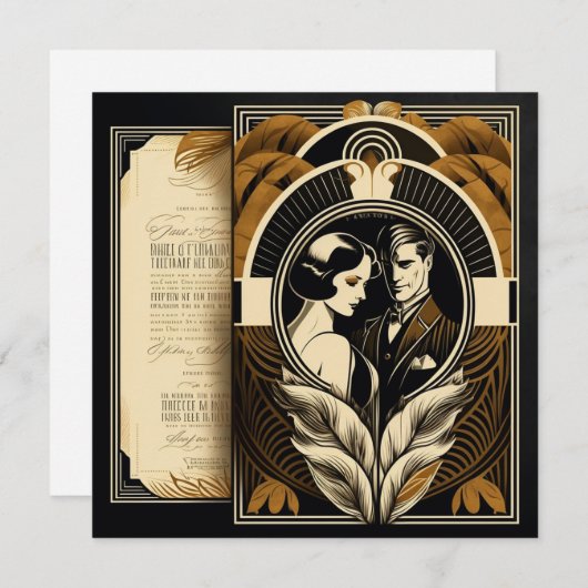 Invitation Thème de mariage Art déco (Devant / Derrière)