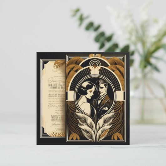 Invitation Thème de mariage Art déco (Debout devant)