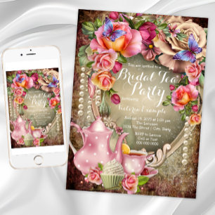 Invitation Thème de mariage aux perles de rose vintage