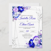 Invitation Thème de mariage bleu royal et violet (Devant)