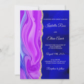 Invitation Thème de mariage bleu royal et violet (Devant)