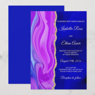 Invitation Thème de mariage bleu royal et violet