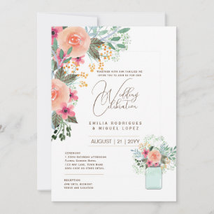 Invitation Thème de mariage de jardin miniature Fleurs jolies