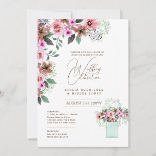 Invitation Thème de mariage de jardin miniature Fleurs jolies