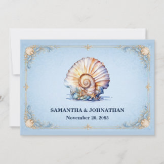 Invitation Thème de mariage de luxe coquillage conque de plag