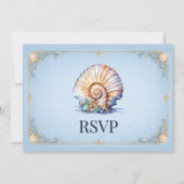 Invitation Thème de mariage de luxe coquillage plage conque R (Devant)