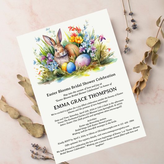 Invitation Thème de mariage de printemps de Pâques à l'aquare