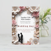 Invitation 🌸 Thème de mariage de printemps floral pêche 💍 (Debout devant)