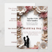 Invitation 🌸 Thème de mariage de printemps floral pêche 💍 (Devant / Derrière)