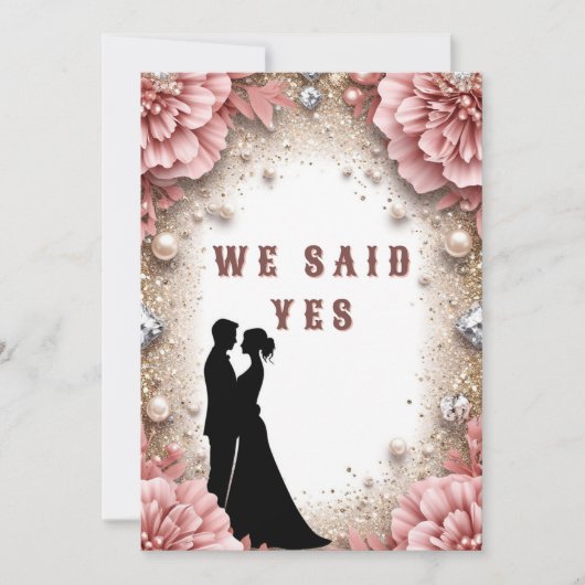 Invitation 🌸 Thème de mariage de printemps floral pêche or � (Devant)