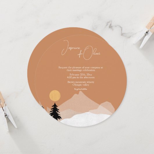 Invitation Thème de mariage désert en terre cuite (Devant/Arrière en situation)