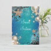 Invitation Thème de mariage fête d'anniversaire plage (Debout devant)